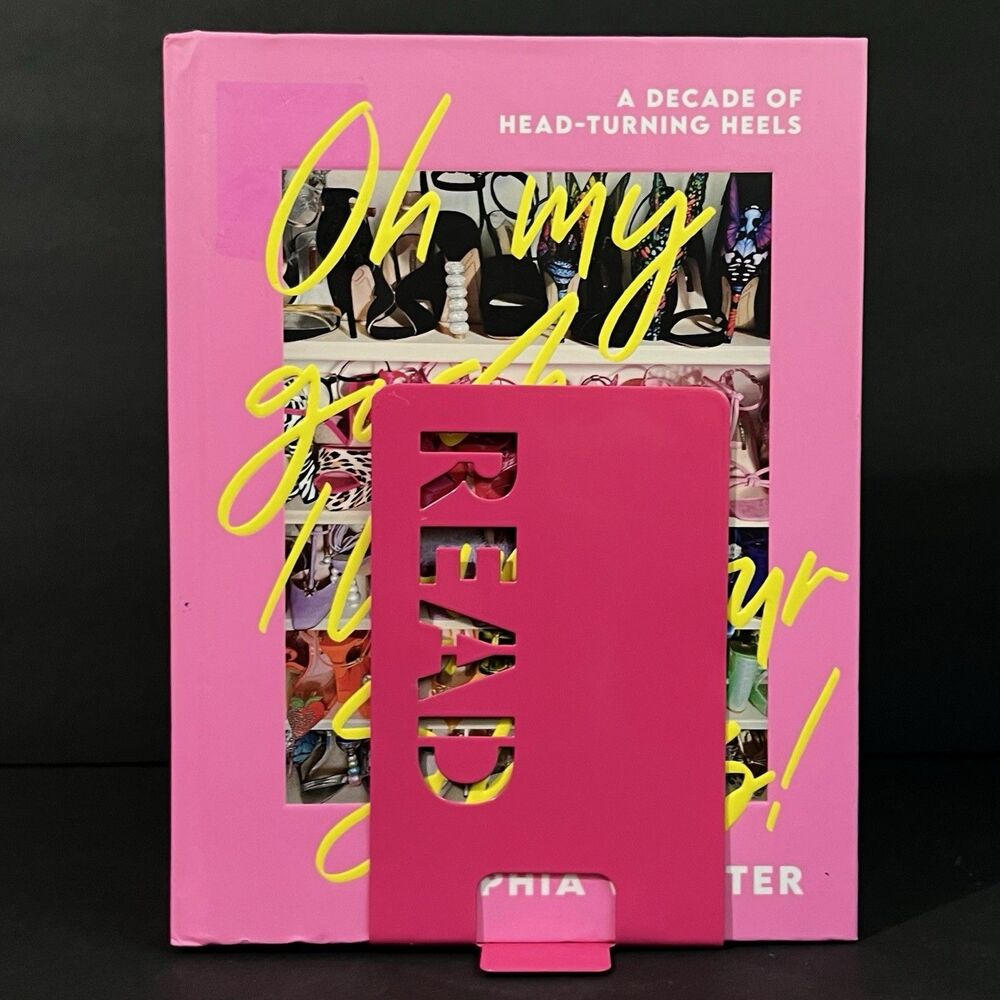 Metal READ Bookends Set of 2 Hot Pink Retro Cutout Design NWT - Picture 13 of 15